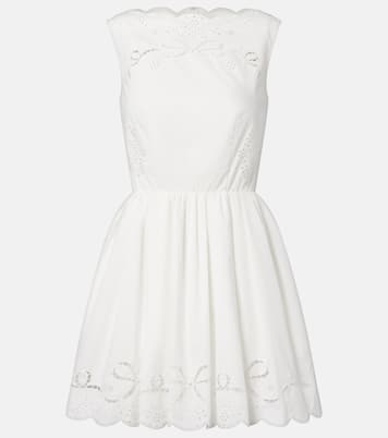 Embroidered cotton poplin minidress | Self-Portrait