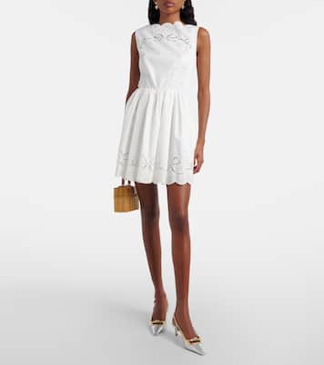 Embroidered cotton poplin minidress | Self-Portrait