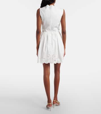 Embroidered cotton poplin minidress | Self-Portrait
