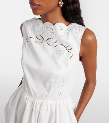 Embroidered cotton poplin minidress | Self-Portrait