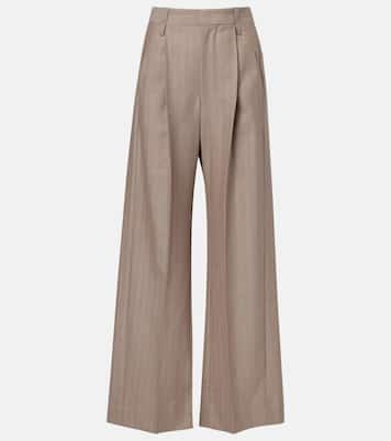 Herringbone virgin wool pleated pants | Victoria Beckham