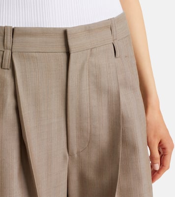 Herringbone virgin wool pleated pants | Victoria Beckham