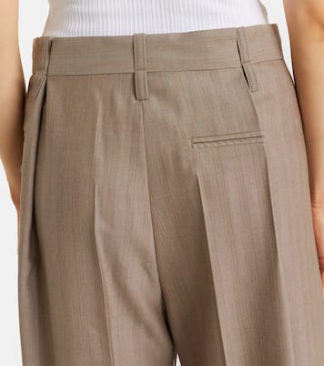 Herringbone virgin wool pleated pants | Victoria Beckham