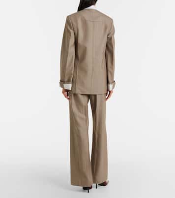Herringbone virgin wool pleated pants | Victoria Beckham