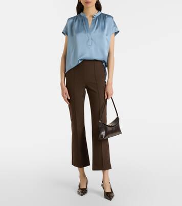 Gathered silk satin blouse | Vince