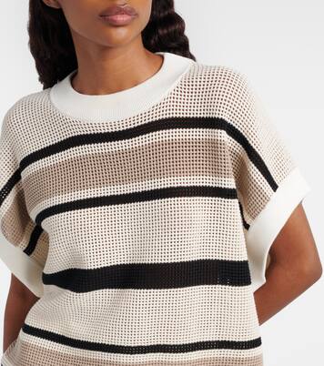 Open-knit striped cotton top | Brunello Cucinelli