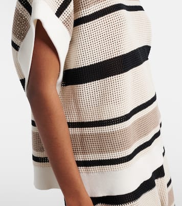 Open-knit striped cotton top | Brunello Cucinelli