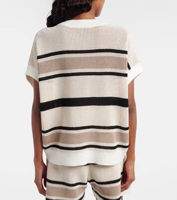 Open-knit striped cotton top | Brunello Cucinelli