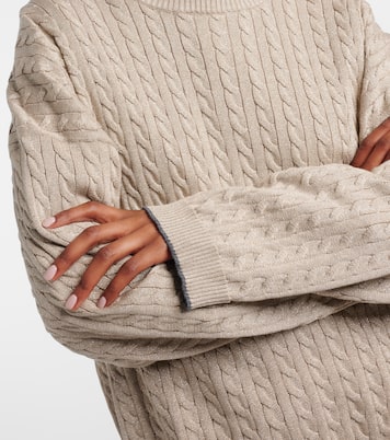 Pullover mit Zopfstrickmuster aus einem Baumwollgemisch | Brunello Cucinelli