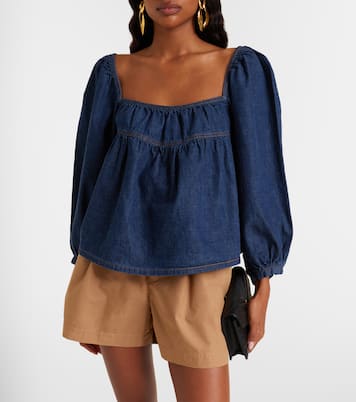 Gathered denim blouse | Saint Laurent