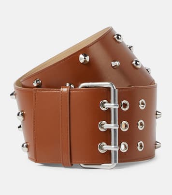 Wide studded leather belt | Blumarine