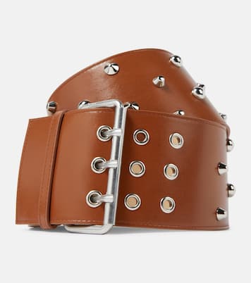 Wide studded leather belt | Blumarine