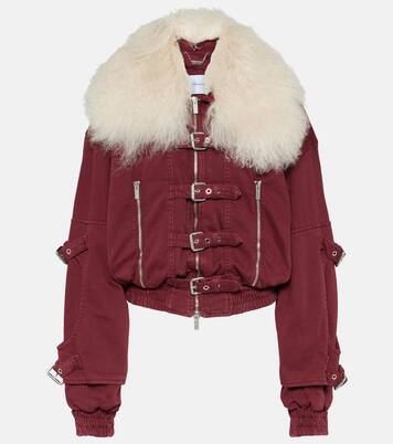 Cropped-Jeansjacke mit Shearling | Blumarine