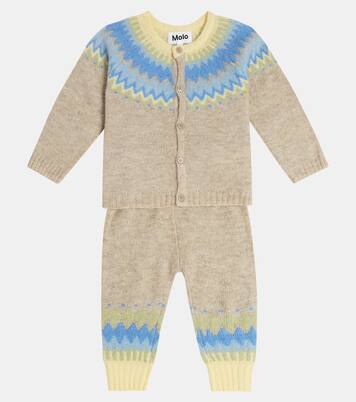 Baby wool-blend cardigan and pants set | Molo