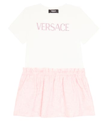 Logo cotton-blend dress | Versace Kids