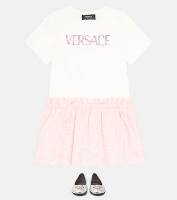 Logo cotton-blend dress | Versace Kids