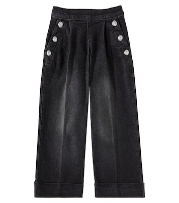 Embellished wide-leg jeans | Balmain Kids