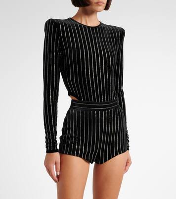 Crystal-embellished velvet shorts | Alex Perry