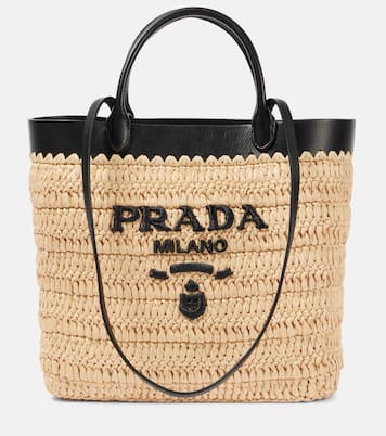 Small crochet raffia-effect tote bag | Prada