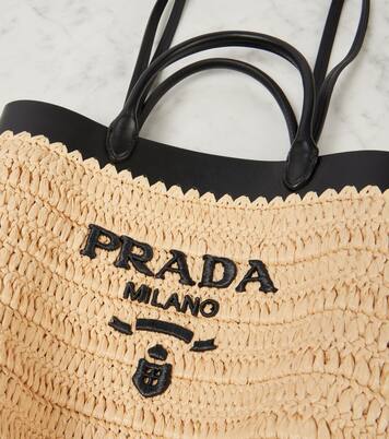 Small crochet raffia-effect tote bag | Prada