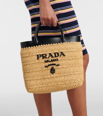 Small crochet raffia-effect tote bag | Prada