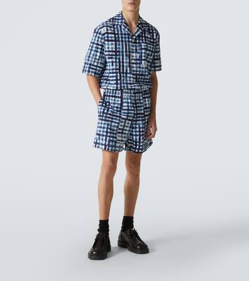 Gingham cotton Bermuda shorts | Bottega Veneta