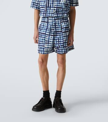 Gingham cotton Bermuda shorts | Bottega Veneta