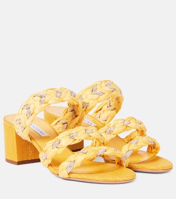 Sandalen Costiera 50 aus Raffiabast mit Kristallen | Aquazzura