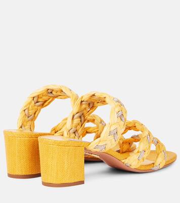 Sandalen Costiera 50 aus Raffiabast mit Kristallen | Aquazzura
