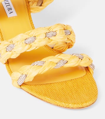 Sandalen Costiera 50 aus Raffiabast mit Kristallen | Aquazzura