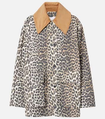 Leopard-print canvas jacket | Ganni