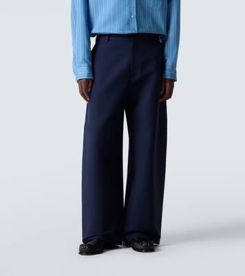 Mid-rise cotton satin wide-leg pants | Acne Studios