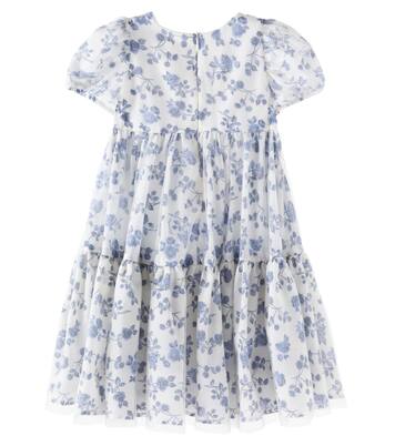 Floral embroidered mesh dress | Monnalisa