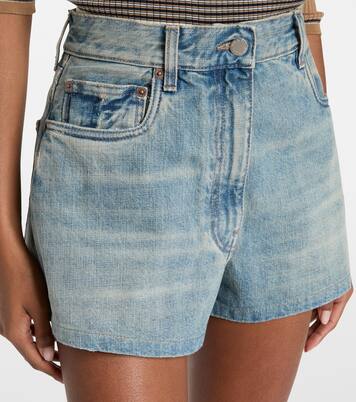 Shorts de denim de tiro alto | Prada