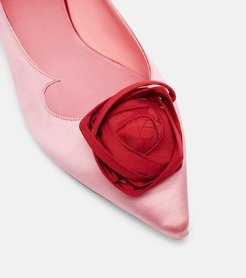 I Love Viver floral-appliqué satin ballet flats | Roger Vivier
