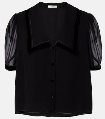 Blouse Sailor en soie et velours  | Frame