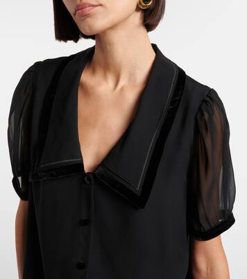 Blouse Sailor en soie et velours  | Frame