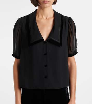 Blouse Sailor en soie et velours  | Frame