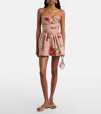 Robe bustier en coton à fleurs | Dolce&Gabbana