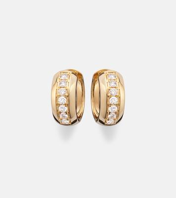 14kt gold huggie earrings with diamonds | Stone and Strand