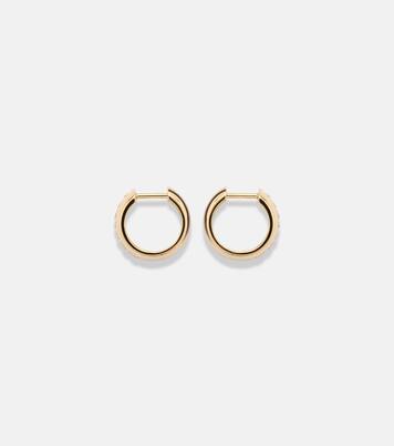 14kt gold huggie earrings with diamonds | Stone and Strand
