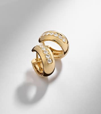 14kt gold huggie earrings with diamonds | Stone and Strand