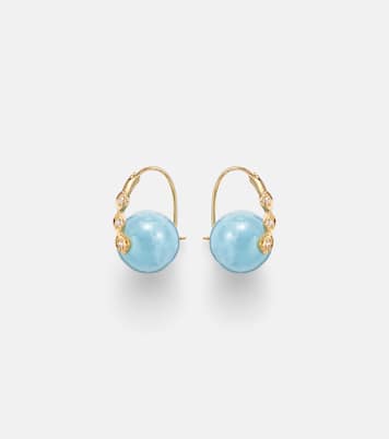 14kt gold (585/1000) earrings with diamonds and aquamarines | Sydney Evan