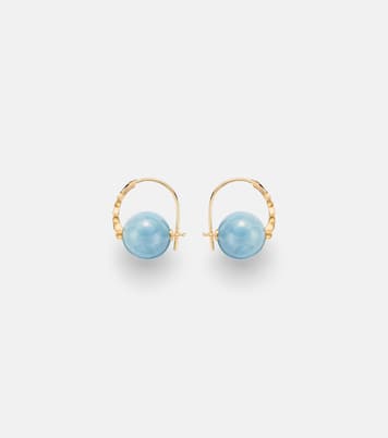14kt gold (585/1000) earrings with diamonds and aquamarines | Sydney Evan