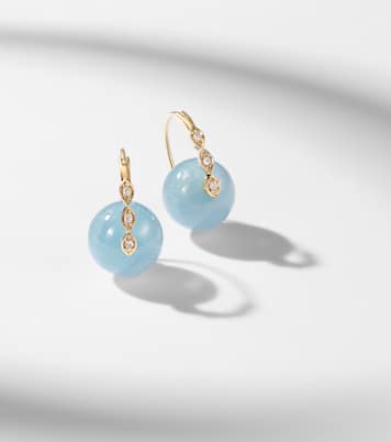 14kt gold (585/1000) earrings with diamonds and aquamarines | Sydney Evan