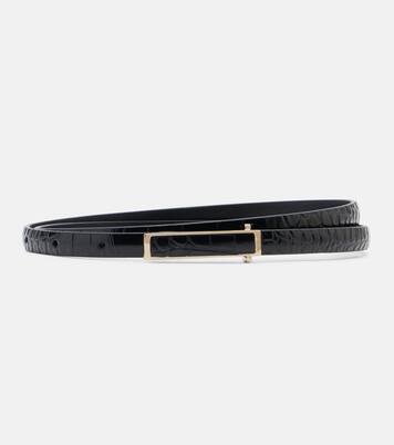 Croc-effect patent leather belt | Tom Ford