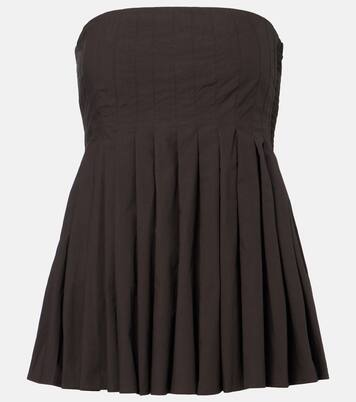 White Label Avine pleated peplum cotton top | Proenza Schouler