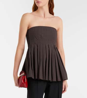 White Label Avine pleated peplum cotton top | Proenza Schouler