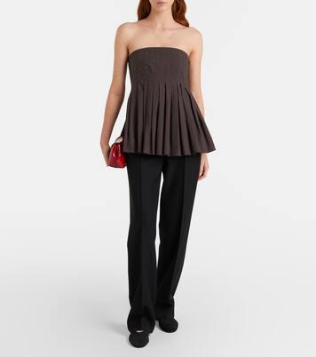 White Label Avine pleated peplum cotton top | Proenza Schouler