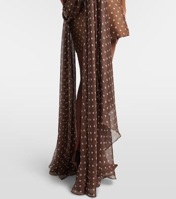 Caped one-shoulder polka-dot silk-blend minidress | Elie Saab